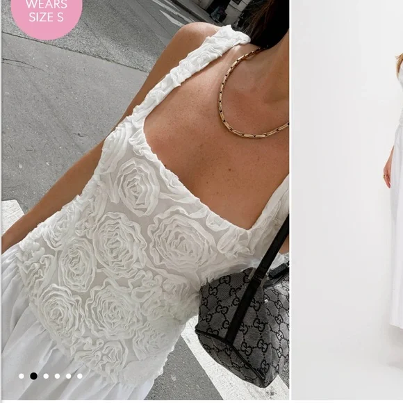 Show Me Your MuMu Bradshaw Maxi Dress White Rosette White Textured Dress - Picture 8 of 10